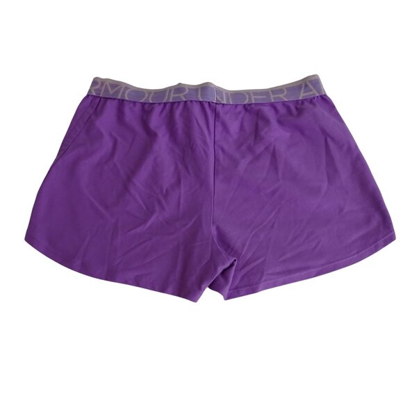 Under Armour HeatGear Purple Athletic Shorts Women Size M Running Workout FLAW - Picture 3 of 8